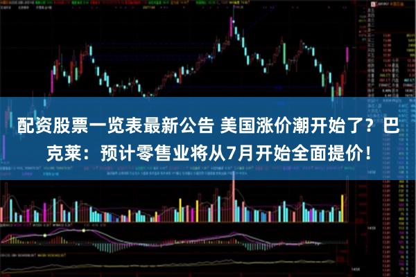 配资股票一览表最新公告 美国涨价潮开始了？巴克莱：预计零售业将从7月开始全面提价！